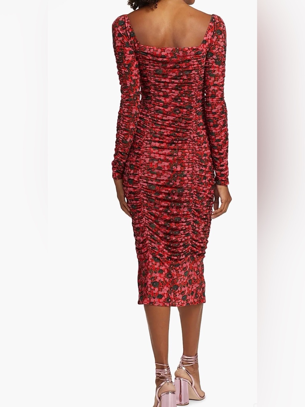 Rhode Floral Mesh Ruched Midi-Dress - Picture 2 of 2